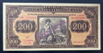 Raríssima Cédula Brasileira, República, Valor 200 Mil Reis, Emissão 1922, 15ª Estampa - 1ª Série, Specimen, Soberba/FE.