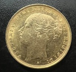 Moeda Estrangeira, AUSTRÁLIA, Rainha Vitória, Valor Libra, Ano 1885 S, Ouro, Peso 8 g, Brilho de Cunhagem - Flor de Cunho.