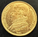 Moeda Brasileira, Império, " Papo de Tucano", Valor 20.000 Reis, Ano 1851, Ouro, Peso 17,9 g, Muito Bem Conservada/Soberba.