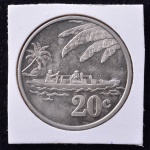 Moeda Estrangeira, TOKELAU, Valor 20 Cents, Ano 2012, Níquel, Flor de Cunho.