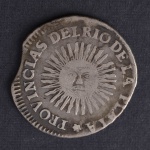Rara Moeda Estrangeira, ARGENTINA, Província Del Rio de la Plata, Valor 2 Soles, Ano 1825, Prata, Muito Bem Conservada.