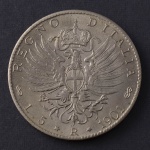Moeda Estrangeira, "RÉPLICA", ITÁLIA, Valor 5 Liras, Ano 1901, Prata Baixa, Peso 22,7 g, Flor de Cunho.
