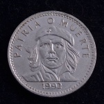 Moeda Estrangeira, CUBA, Pátria ou Morte - Tche Guevara, Valor Peso, Níquel, Ano 1992, Muito Bem Conservada.