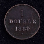Moeda Estrangeira, GUERNSEY, Valor Double, Ano 1889, Bronze, Soberba.