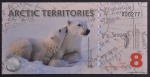 Cédula Estrangeira, TERRITÓRIO ÁRTICO,"Fantasia", Valor 8 Dollars Polar, Data 2011, Polímero, Flor de Estampa.