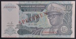 Cédula Estrangeira, "SPECIMEN", ZAIRE, Valor 10 Novos Zaires, Data 24/06/1993, com Manchas - Flor de Estampa.