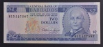 Cédula Estrangeira, BARBADOS, Valor 2 Dollars, Data 1980, Flor de Estampa.