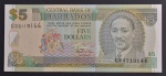 Cédula Estrangeira, BARBADOS, Valor 5 Dollars, Data 1999, Flor de Estampa.