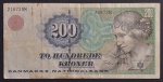 Cédula Estrangeira, DINAMARCA, Valor 200 Kroner, Data 1997, Muito Bem Conservada.