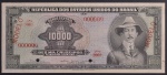 Cédula Brasileira, "MODELO", Valor 10000 Cruzeiros, Série 000ª, Chancelas Dênio Nogueira/Otávio G. de Bulhões, com Mancha - Flor de Estampa.