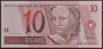 Cédula Brasileira, Valor 10 Reais, Série D0001....C, Chancelas Antônio Palocci/Henrique Meirelles, Flor de Estampa.