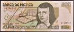 Rara Cédula Estrangeira , MÉXICO, Valor 200 Pesos, Data 25/08/2000, Flor de Estampa.