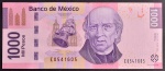 Cédula Estrangeira , MÉXICO, Valor 1000 Pesos, Data 08/05/2006, Flor de Estampa.