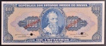 Cédula Brasileira, "SPECIMEN", sem Série e Numeração, Valor 1000 Cruzeiros, Chancelas Reginaldo F.Nunes/Miguel Calmon, 1ª Estampa, Ano 1963, Flor de Estampa