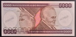 Cédula Brasileira, "MODELO", Chancelas Ernane Galvêas/Carlos Langoni, Série A00000...A, Valor 5000 Cruzeiros, Ano 1981, Flor de Estampa.