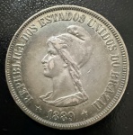 Moeda Brasileira, República, Valor 500 Reis, Ano 1889, Prata, Peso 6,3 g, Soberba.