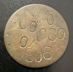 Moeda Brasileira, Carimbo Particular sobre Moeda de Cobre do Império, Peça para Estudo, Muito Bem Conservada.