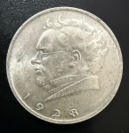 Moeda Estrangeira, ÁUSTRIA, Comemorativa ao Centenário da Morte do Compositor Franz Scubert,Valor 2 Schilling, Ano 1928, Prata, Peso 12g, Diâmetro 30 mm, Flor de Cunho.