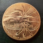 Moeda Estrangeira, FRANÇA, Comemorativa aos Jogos Olímpicos de PARIS - 2024, Modalidade NATAÇÃO, Valor 1/4 Euros, Ano 2021, Bronze, Flor de Cunho.