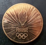 Moeda Estrangeira, FRANÇA, Comemorativa aos Jogos Olímpicos de PARIS - 2024, TOCHA OLÍMPICA, Valor 1/4 Euros, Ano 2021, Bronze, Flor de Cunho.