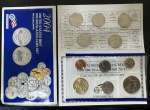 Coleção das Moedas Americanas, Ano 2004, Casa da Moeda da Filadélfia, Valores 1;5;10;25 ( Série Estados ); 50 Centavos e 1 Dollar, Total de 11 Moedas, Cartela Original - US Mint, Certificado de Garantia, Lacrada, sem Circulação - Flor de Cunho.