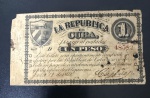 Cédula Estrangeira, La República de CUBA, Revolução de 1868/1876, Valor 1 Peso, Ano 1869, Muito Bem Conservada.