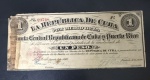 Cédula Estrangeira, Junta Central Repúblicana de CUBA & PORTO RICO, Valor 1 Peso, Data 17/08/1869, Muito Bem Conservada.
