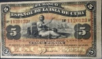 Cédula Estrangeira, El Banco Espanhol de la Isla de CUBA, Valor 5 Pesos, Data 15/02/1897, Muito Bem Conservada.
