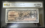 Cédula Estrangeira, Banco Nacional de CUBA, Valor 10 Pesos, Série 1960, Certificada pela Empresa PCGS, Estado de Conservação GEM UNC - 65 PPQ.
