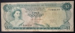Cédula Estrangeira, BAHAMAS, Valor 1 Dollar, Ano 1974, Muito Bem Conservada.