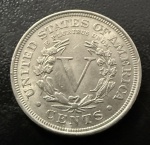 Moeda Estrangeira, USA, Valor V Cents, Ano 1905, Níquel, Flor de Cunho.