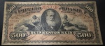 Cédula Brasileira, IMPÉRIO, Valor 500 Reis, 2ª Estampa, Período de Circulação 1880/1910, Muito Bem Conservada.