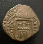 Moeda Estrangeira, BURGOS / ESPANHA, Reino Felipe III, Valor 8 Maravedis, Ano 1618, Metal Cobre, Muito Bem Conservada.