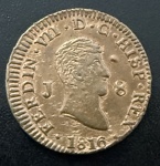 Moeda Estrangeira, ESPANHA, Reinado de Ferdinando VII, Valor 8 Maravedis, Ano 18016 J, Cobre, Soberba.