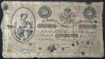 Cédula Estrangeira, EL BANCO ESPANHOL de LA ISLA DE CUBA, Valor 50 Pesos, Data 16/05/1896, Muito Bem Conservada.