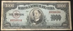 Cédula Estrangeira, BANCO NACIONAL DE CUBA, Valor 1000 Pesos, Série 1950, Muito Bem Conservada.