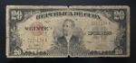 Cédula Estrangeira, REPÚBLICA DE CUBA, Certificado de Prata, Valor 20 Pesos, Série 1948, Emissão BEP - USA, Muito Bem Conservada.