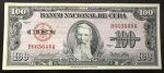 Cédula Estrangeira, BANCO NACIONAL DE CUBA, Valor 100 Pesos, Série 1954, Soberba.