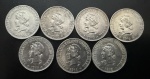 Moedas do Brasil, República, Valor 1000 Reis, Datas 1906 à 1912, (Total de 07 Moedas), Prata, Peso de Cada 10 g, Diâmetro 26 mm, Soberbas.