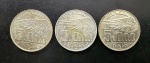 Moedas do Brasil, República, Valor 5000 Reis, Homenagem à Santos Dumont, Datas 1936; 1937 e 1938, Total de 03 Moedas, Prata, Peso de Cada 10 g, Diâmetro 28 mm, Soberbas.