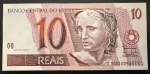 Cédula do Brasil, Valor 10 Reais, Ano 1994, Série DC0001 - Primeira Série com as Chancelas Antonio Palocci e Henrique Meirelles, Flor de Estampa.