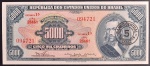 Cédula do Brasil, Valor 5000 Cruzeiro com Carimbo 5 Cruzeiros Novos, Série 2346ª, Chancelas Dênio Nogueira/ Otávio G. de Bulhões, Período de Circulação 1967/1972, Flor de Estampa.