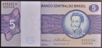 Cédula do Brasil, Valor 5 Cruzeiros, Série Reposição com *B000005, Ano 1970, Chancelas Mario H.Simonsen/Paulo H.P. Lira, Flor de Estampa.