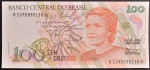 Cédula do Brasil, Valor 100 Cruzeiros, Série A1045.....A, a Última com as Chancelas Zélia Cardoso de Mello/Ibrahin Éris, Ano 1991, Flor de Estampa.