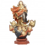 Nossa Sra. da Conceição. Iimaginária de madeira policromada e dourada com belo panejamento, Brasil,