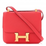 Bolsa Hermes CONSTANCE 24 Tamanho 24  Couro : EPSOM Cor : ROUGE DE COEUR  Ferragem GOLD.  Acompa