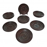 Dez travessinhas japonesas em madeira, Diam. 12, Alt. 4 cm.