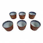 Seis bowls em porcelana oriental decorados com policromia, Diam. 10, Alt. 8 cm.