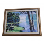 STEVENSON -  Óleo sobre Eucatex representando paisagem, - acid, e datado 96, 77 x 59 cm.