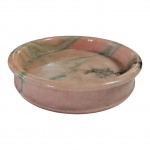 Travessa em mármore rosa rajado, Diam. 18, Alt. 4 cm.